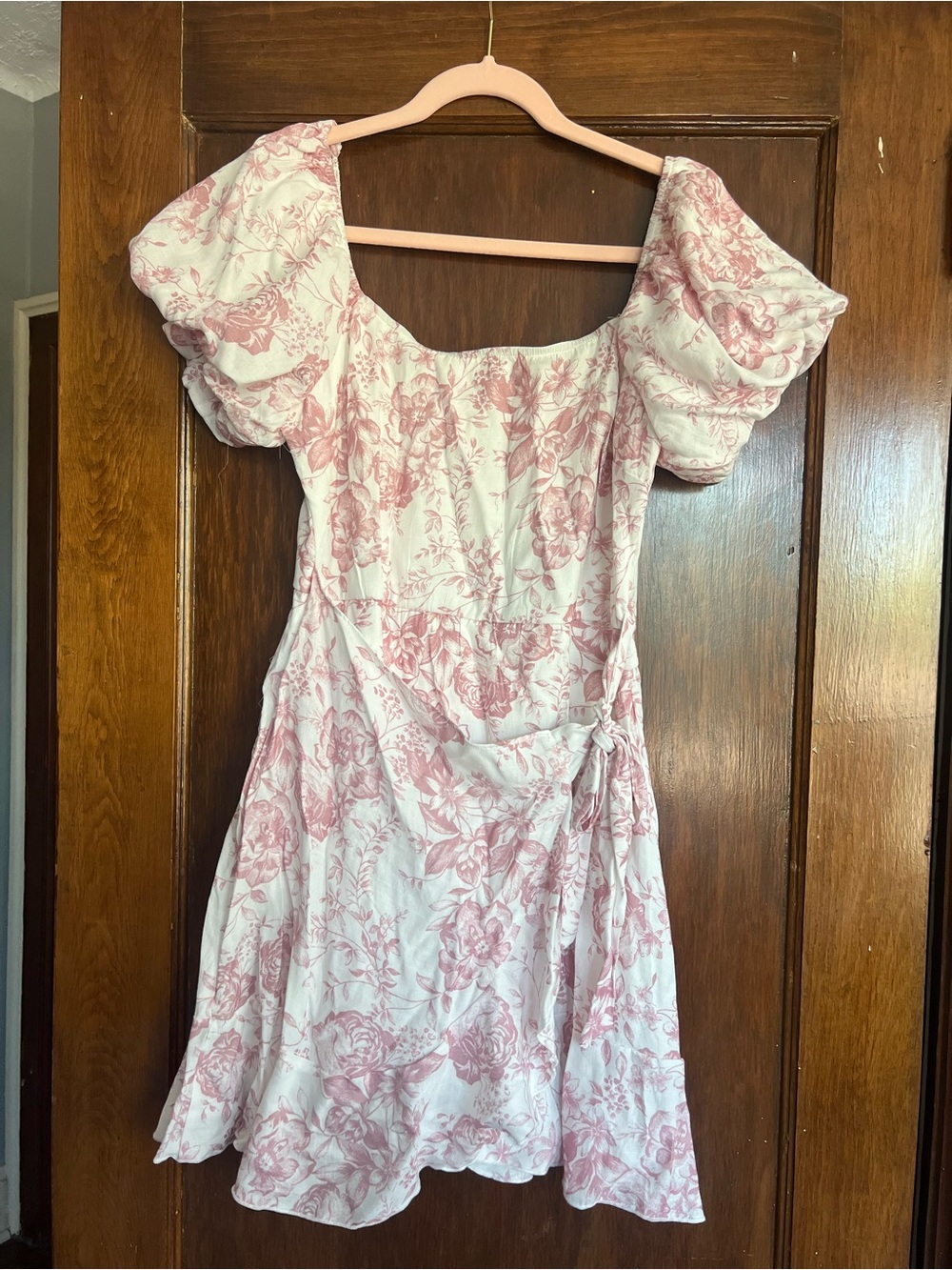 Pink Floral Wrap Dress